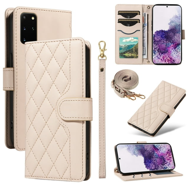 Samsung Galaxy S20 Plus 5G Phone Case , Wallet Flip Cover Adjustable Crossbody Lanyard Magnetic Card Slots