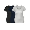thumbnail image 5 of Emmalise Women's Short Sleeve Tshirt Scoop Neck Tee Value Set (3Pk, Blk, Navy, White, Large), 5 of 6