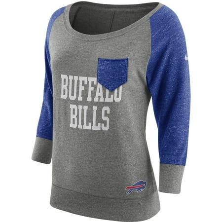 - Buffalo Bills Nike Women's Tailgate Vintage Raglan 3/4-Sleeve T-Shirt - Heathered Gray/Royal