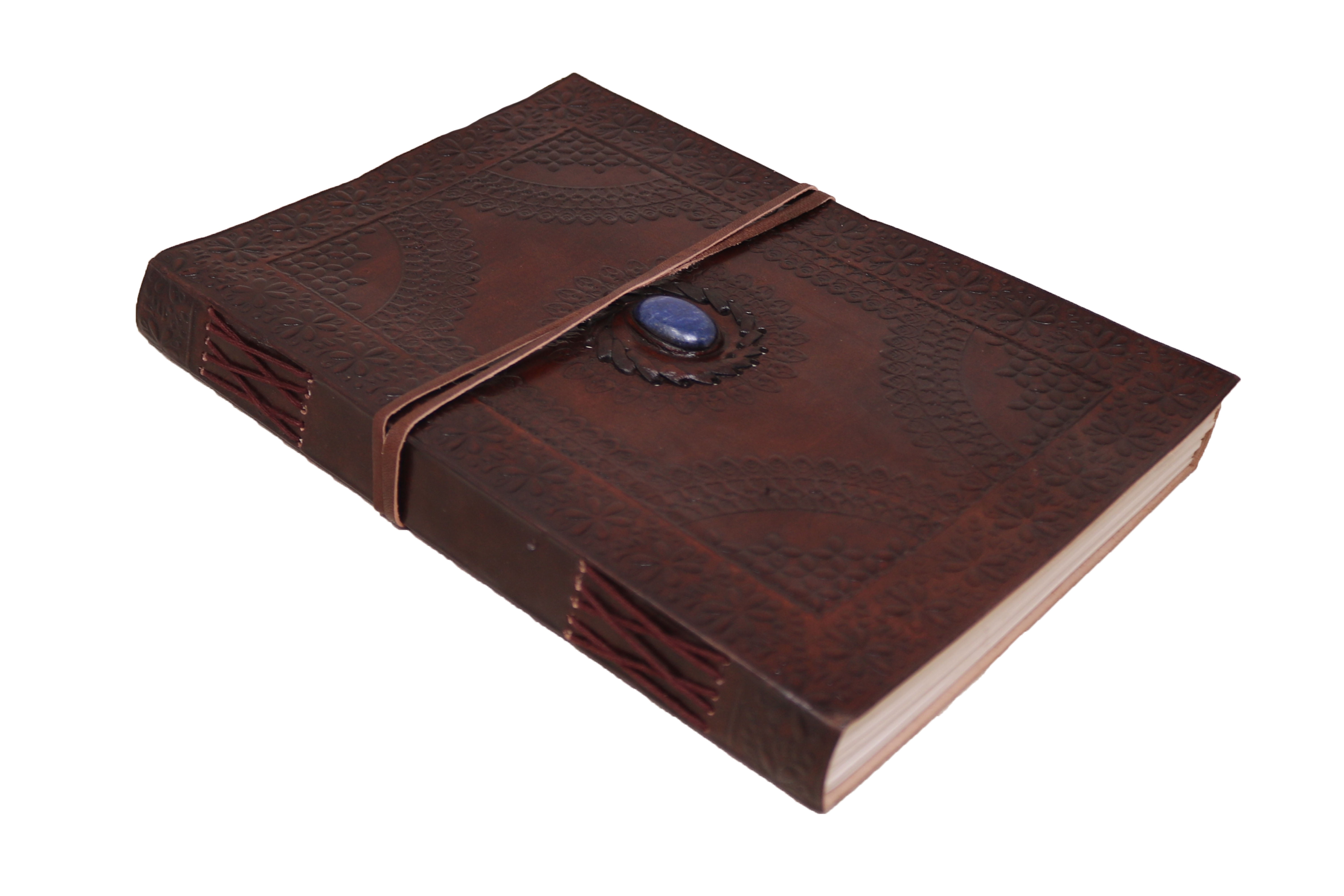 Jaald Leather Journal with String Blue Stone Grimoire Travel Diary Spell Book Daily Planner Book of Shadows Sketchbook Gifts for Artists