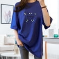 thumbnail image 3 of Camiseta de mujer estampada de manga corta con cuello redondo y camiseta holgada de verano, azul, M Methold AP001204-33B, 3 of 7