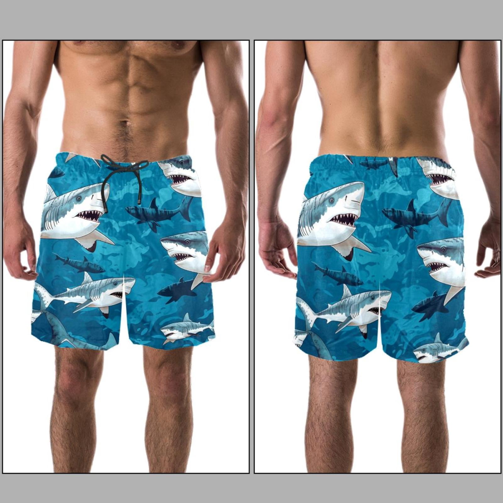 luoweisi Men's Beach Shorts Quick Dry Swim Trunks with Mesh Lining Shark XL