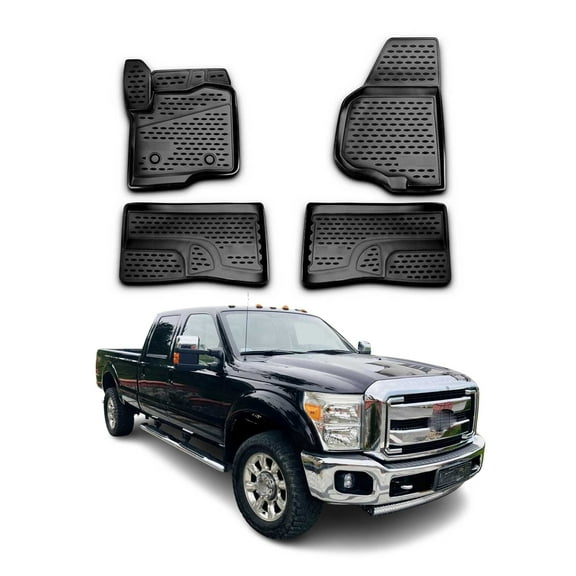 OMAC Floor Mats Liner for Ford F-450 Super Duty 2011-2016 Black TPE All-Weather