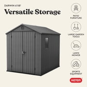 Keter Darwin 6 by 8 Foot Outdoor Garden Tool Storage Shed, Graphite Gray