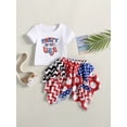 thumbnail image 2 of Bagilaanoe 4th of July Clothes for Toddler Baby Girls Letters Print Short Sleeve T-Shirts Tops + A-Lined Short Skirt 3M 6M 9M 12M 18M 24M 3T Kids 2pcs Independence Day Skirt Set, 2 of 8