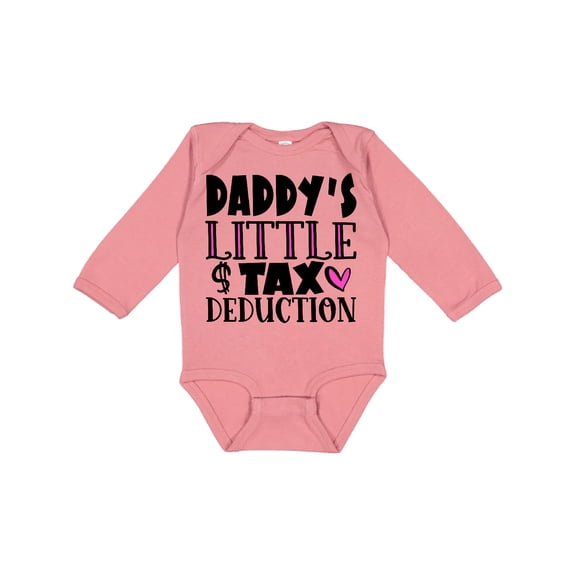 Inktastic Daddy's Little Tax Deduction Pink Hearts Boys or Girls Long Sleeve Baby Bodysuit