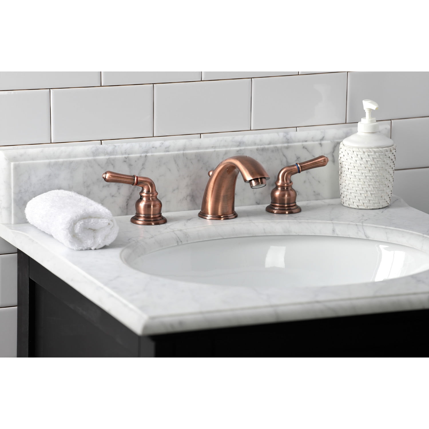 Kingston Brass KB966 Magellan Widespread Bathroom Faucet with Retail Pop-Up, Antique Copper