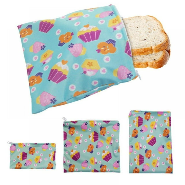 3-Pack Reusable Sandwich & Snack Bags Zipper Safe Snack Bags For Preserves Treats And Sandwich Storage Containers