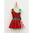 thumbnail image 4 of YiZYiF Kids Girls Sequins Striped Tutu Dress Christmas Dance Costume Figure Skating Dresses Red-A 6, 4 of 7