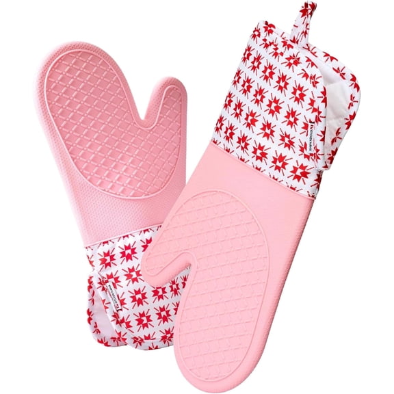 Kitchen Mama UltraShield Silicone Oven Mitts: Heat Resistant, Non-Slip Surface, Durable (Gem-Red)