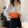thumbnail image 1 of Bolso de mano de PU para mujer, monedero acolchado de color sólido, bolso de noche (naranja), 1 of 7