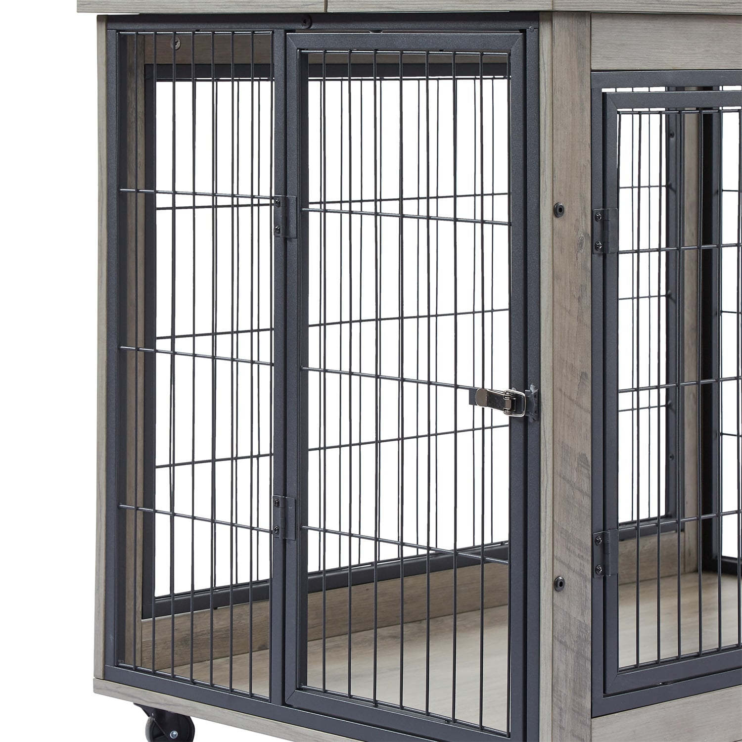 Pefilos 24" Dog Cage for Indoor Dog Crate for Medium Dogs Nightstand Dog House Side Table with Double Doors and Lift Top Casters, Gray Pefilos 24" Dog Cage for Indoor Dog Crate for Medium Dogs Nightstand Dog House Side Table with Double Doors and Lift Top Casters, Gray