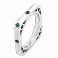 thumbnail image 3 of White Sterling Silver Ring Band Eternity Emerald, Lab Created Round Green, 3 of 4