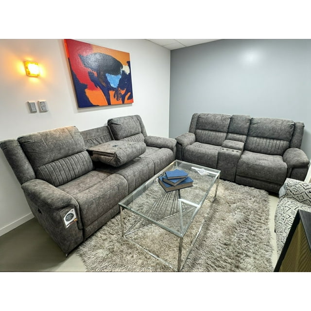 Cosmic Homes Nimbus 2-Piece Power Recliner Set In Fabric Upholstery - Grey, Includes Sofa with Loveseat