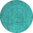thumbnail image 1 of Ahgly Company Machine Washable Indoor Round Oriental Turquoise Blue Industrial Area Rugs, 7' Round, 1 of 4