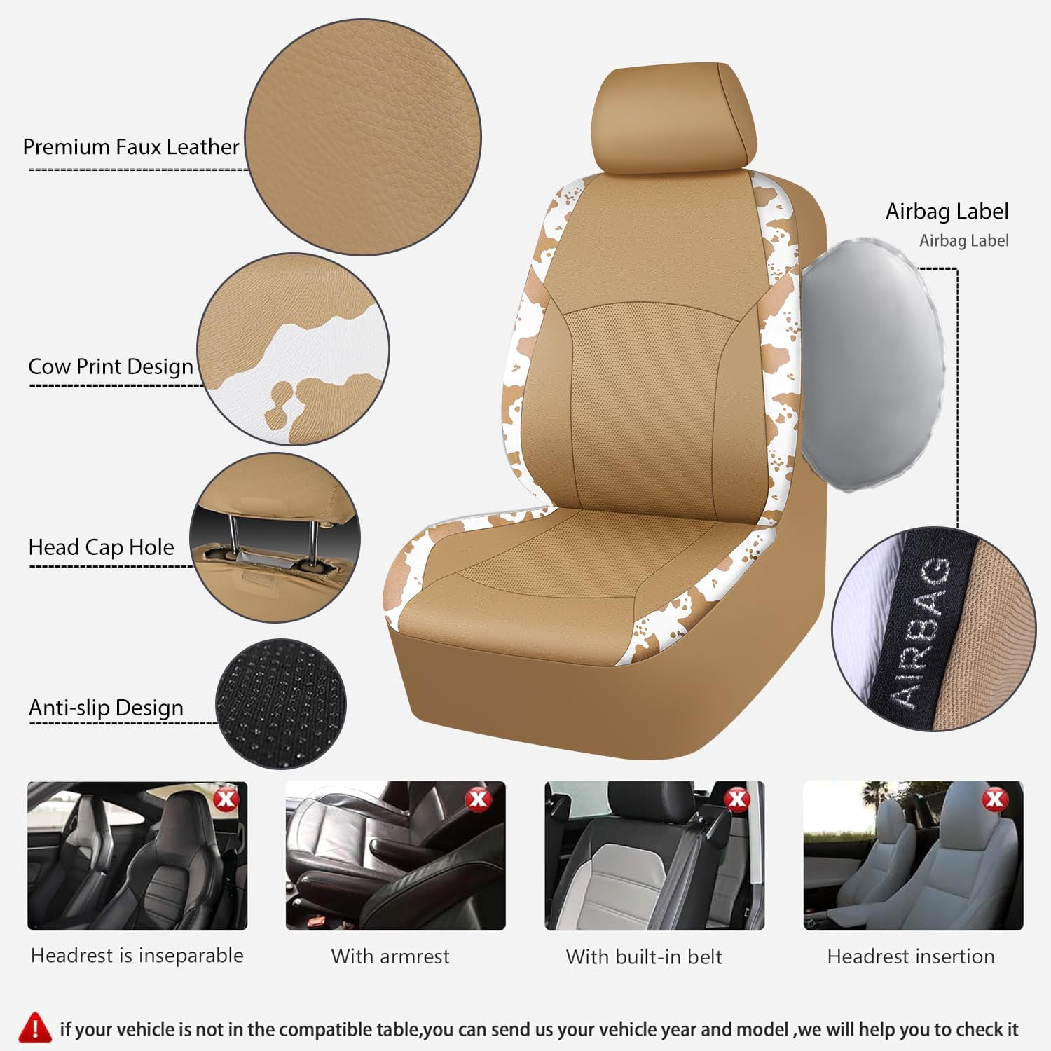 CAR PASS Leopard Print Faux Leather Car Seat Covers & Leopard Car Mats&Leopard Steering Wheel Cover Seat Belt Pad Universal Car Accessories for SUV,Van,Saden,Truck Automobile Interior Sets