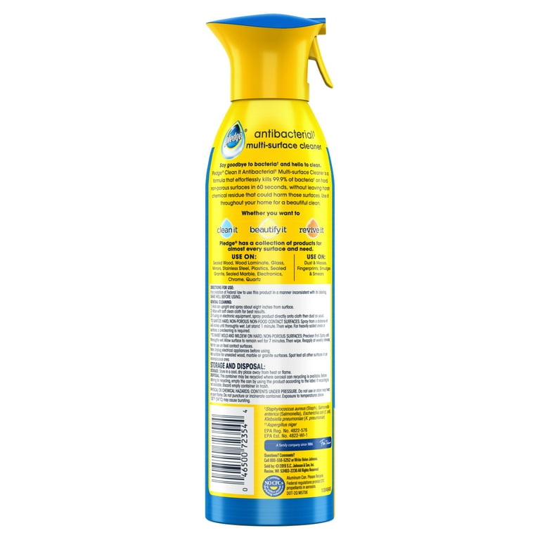 Pledge Antibacterial Multisurface Cleaner Spray, Fresh Citrus, 3-Pack photo 8