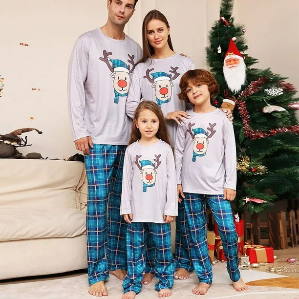 Ropa de Navidad a juego para la familia pijamas de Navidad moda de Ano Nuevo estampado de Papa Noel verde conjunto para ninos y adultos pijama mameluco para bebe 2024 Bodega