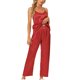 thumbnail image 1 of INSPIRAR CHIC Camisetas de satén para mujeres con pantalones, conjuntos de pijamas de color sólido XS Rojo, 1 of 5