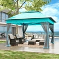 thumbnail image 6 of Meetleisure 11'x11' Pop Up Gazebo for Patios, Outdoor Canopy Tent with Sidewalls, Mosquito Netting, Pop Up Shelter for Wedding Party, Blue, 6 of 12