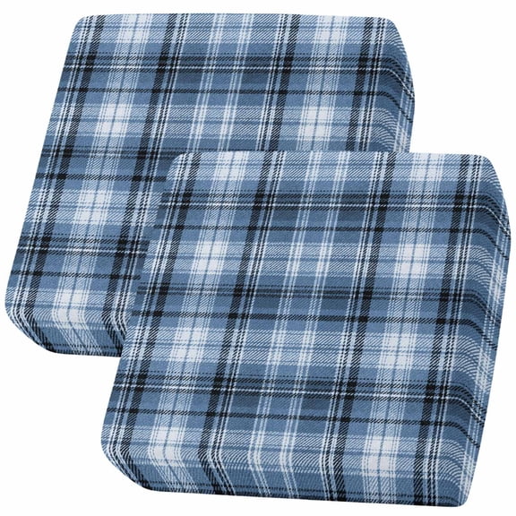 Couch Cushion Covers Blue Checked Plaid Sofa Cushion Cover Stretch Seat Covers Stripes Woven Grid Sofa Slipcovers Soft Furniture Protector for Sectional Sofas Living Room Small-2 Pieces