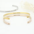 thumbnail image 3 of Personalized Gold Stainless Steel Stretchable Cuff Bangle Bracelet - Laser Engraved Dainty Bracelet - Non Tarnish - Stackable Bracelet - Gift for Her Gift Set, 3 of 13