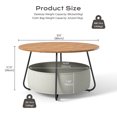 thumbnail image 2 of Manora Coffee Table with Fabric Basket Storage, Round Center Table for Living Room, Brown, 2 of 9