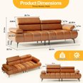 thumbnail image 7 of Ataucjin 86'' Futon Sofa Bed Couch, 3 Seater Faux Leather Futon Sleeper Couches, Sofa with Adjustable Sofa Backrest and 6-position adjustable headrest, Convertible Loveseat Sofa Bed for Living Room, B, 7 of 7
