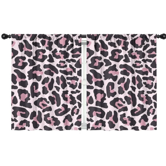 Blackout Kids Curtains,Pink and Black Of Leopard Print Childrens Insulated Curtains Set Of 2,Bedroom Essentials,Toddler Room Decor 42"x54"