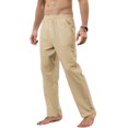 thumbnail image 2 of Innerwin Bottoms Solid Color Men Pants Outdoor Elastic Waist Loose Trousers Apricot XL, 2 of 7