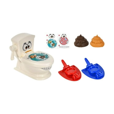 LanSuare Poop Family Game, Funny Shooting Game Includes 1 Toilet Bowl, 1Stickers, 2 Launchers, 6 Soft Plastic Poops Gift for Kids 3-8