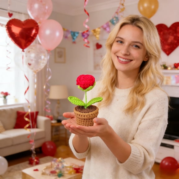 Handmade Crochet Flowers, Crochet Roses, Knit Flowers, Teacher Appreciation Gifts, Perfect for Birthday, Anniversary, Christmas, Valentine's Rose