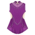 thumbnail image 5 of YONGHS Women Rhinestones Mesh Tassel Figure Skating Leotard Lyrical Latin Dance Ballet Gymnastics Bodysuit Purple M, 5 of 7
