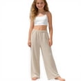 thumbnail image 2 of Rhuody Girl Pants Empire Waist Jogger Trousers Solid Color Straight Leg Sweatpants Classic Daily Wear 6-7 Years White, 2 of 4