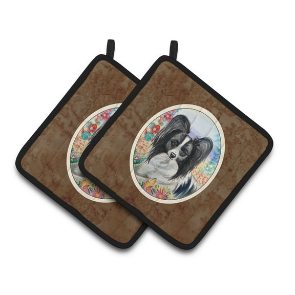 Carolines Treasures 7273PTHD Papillon Pair of Pot Holders 7.5HX7.5W multicolor