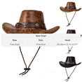 thumbnail image 3 of Unisex Faux Leather Cowboy Hat, Embossed Leaf Pattern, Wide Brim Western Hat, 3 of 3