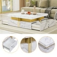 thumbnail image 3 of Modern Coffee Tables With 4 Storage Drawers, Modern Square Design Cocktail Table with Line Pattern for Living Room Office Bedroom,16.5"D x 43.3"W x 43.3"H, 3 of 6