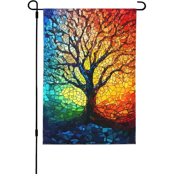 Mosaic Tree Garden Flag 12x18 In Double Sided Yard Flags Lawn Sign Decor No Flagstand