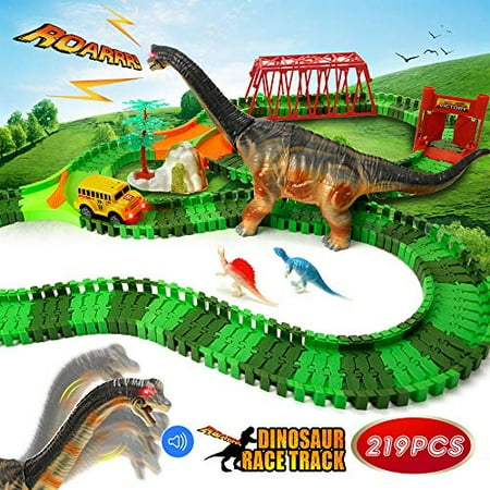 URTOYPIA Dinosaur Toys Race Car Track 219PCS Electric Dinosaur Race ...