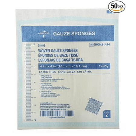 Medline Sterile Water - MEDLINE NON21424 NON21424H Woven Sterile Gauze Sponges (Pack of 50)