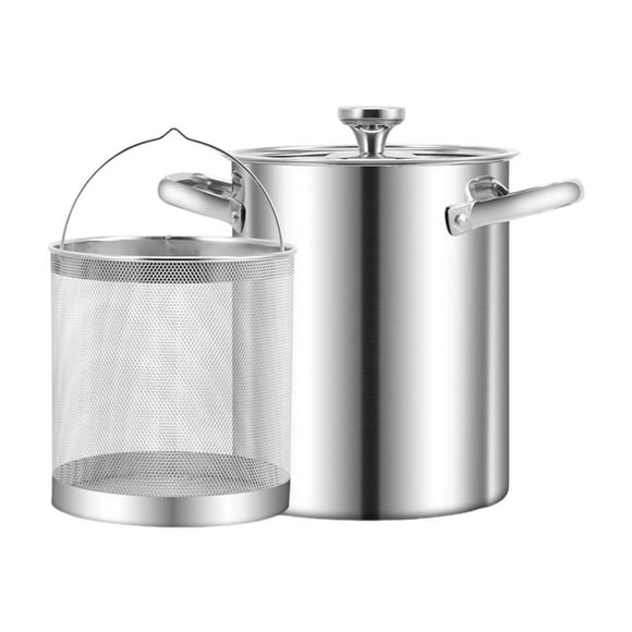 Olla para freír profunda Sartén con cesta Olla multiusos Olla para espárragos Olla pequeña para sopa Huevos duros