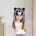 thumbnail image 6 of Almencla Plush Hat for Girls And Boys, Funny Hat with Ear Flaps for Party, Cosplay, Outdoor, Photo Prop Gray Raccoon, 6 of 8
