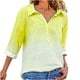 thumbnail image 1 of Camisas abotonadas de manga larga con cuello en V fruncido para mujer Tops delgados versátiles Pompotops FGAJ13711, 1 of 5
