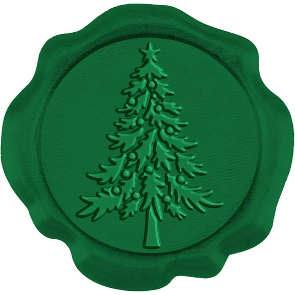 50pcs Christmas Dark Green Wax Seal Stickers - Pine Tree Self Adhesive Stamp for Wedding Invitations Envelope Cards DIY Craft DIY