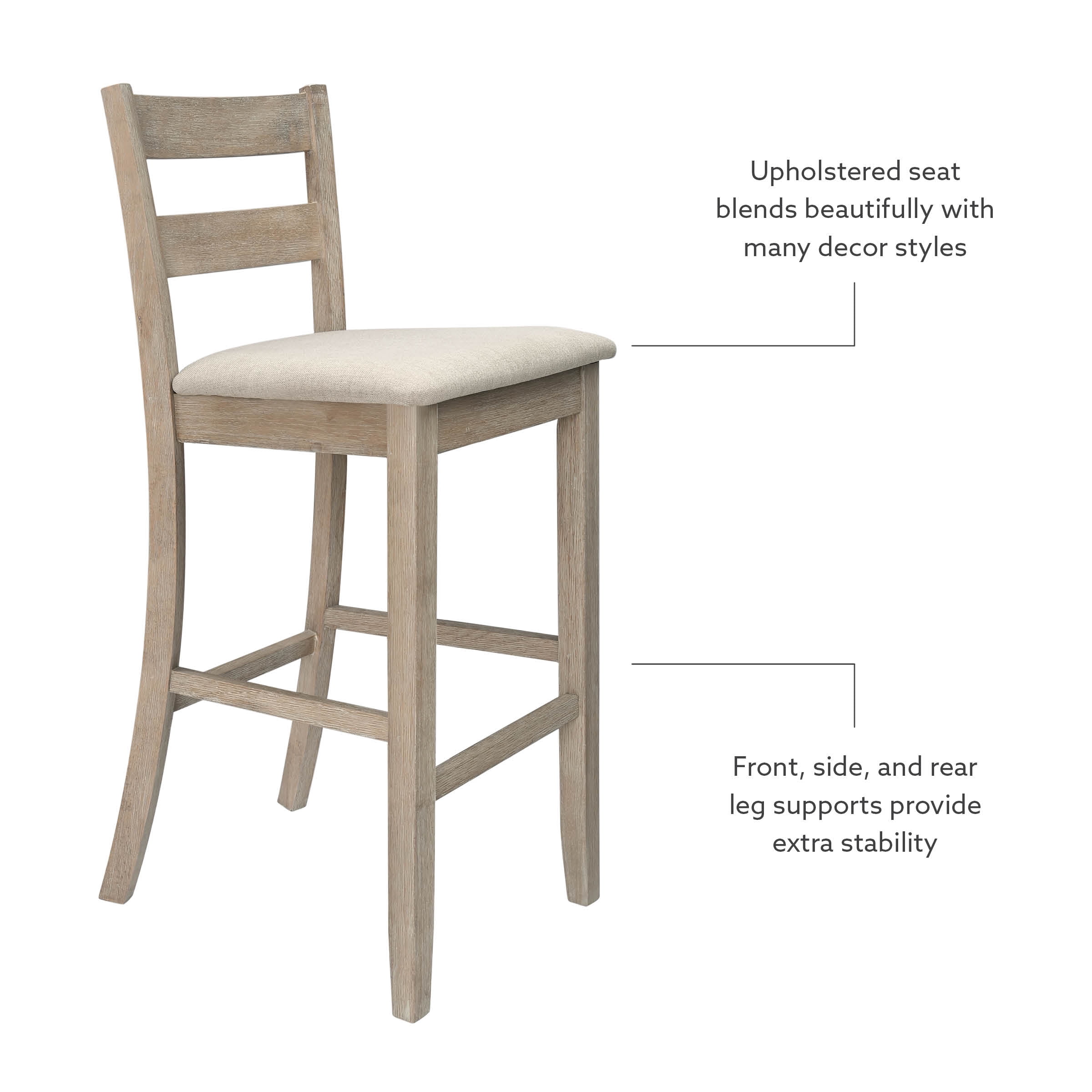 Linon Sorenson 31" Indoor Soho Bar Stool, Graywash/Beige