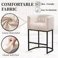thumbnail image 2 of CRERIYO 26" Counter Height Bar Stools Set of 2, Fabric Upholstered Modern Barrel Bar Chairs with Metal Frame, Beige, 2 of 6