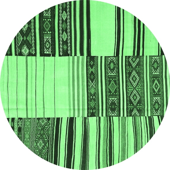 Ahgly Company Indoor Round Patchwork Emerald Green Transitional Area Rugs, 8' Round