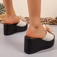 thumbnail image 4 of Women's Wedge Sandals Slip on Slides Platform Round Open Toe Backless Fish Mouth Comfortable Slipper Dressy Summer Casual Shoes Beige 9(42), 4 of 9