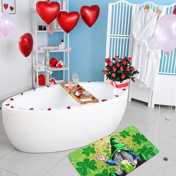 St Patricks Day Welcome Mat 16x24in Non-Slip Buffalo Check Plaid Green Clover Shamrock Doormat Entrance Floor Mat Spring Home Decor for Indoor Outdoor