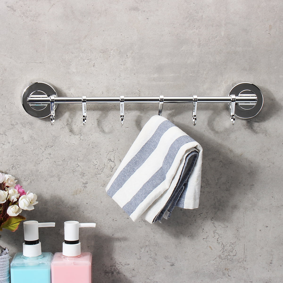 Stainless Steel Suction Cup Hanger Hooks Kitchen Rack Clothes Hanging 